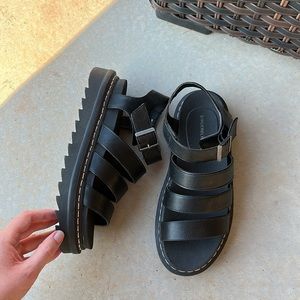 Black Chunky Platform Sandals size 8